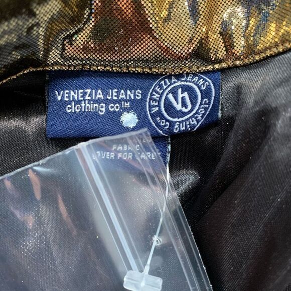 Vintage Gold Metallic Button Down Sheer Blouse Plus Size 22/24 Liquid Disco - Picture 7 of 10